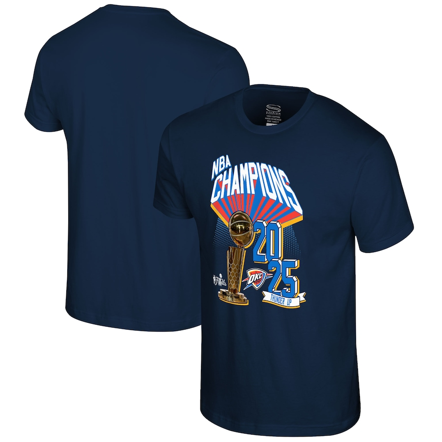 Men 2025 NBA Oklahoma City Thunder blue T shirt style 3-0